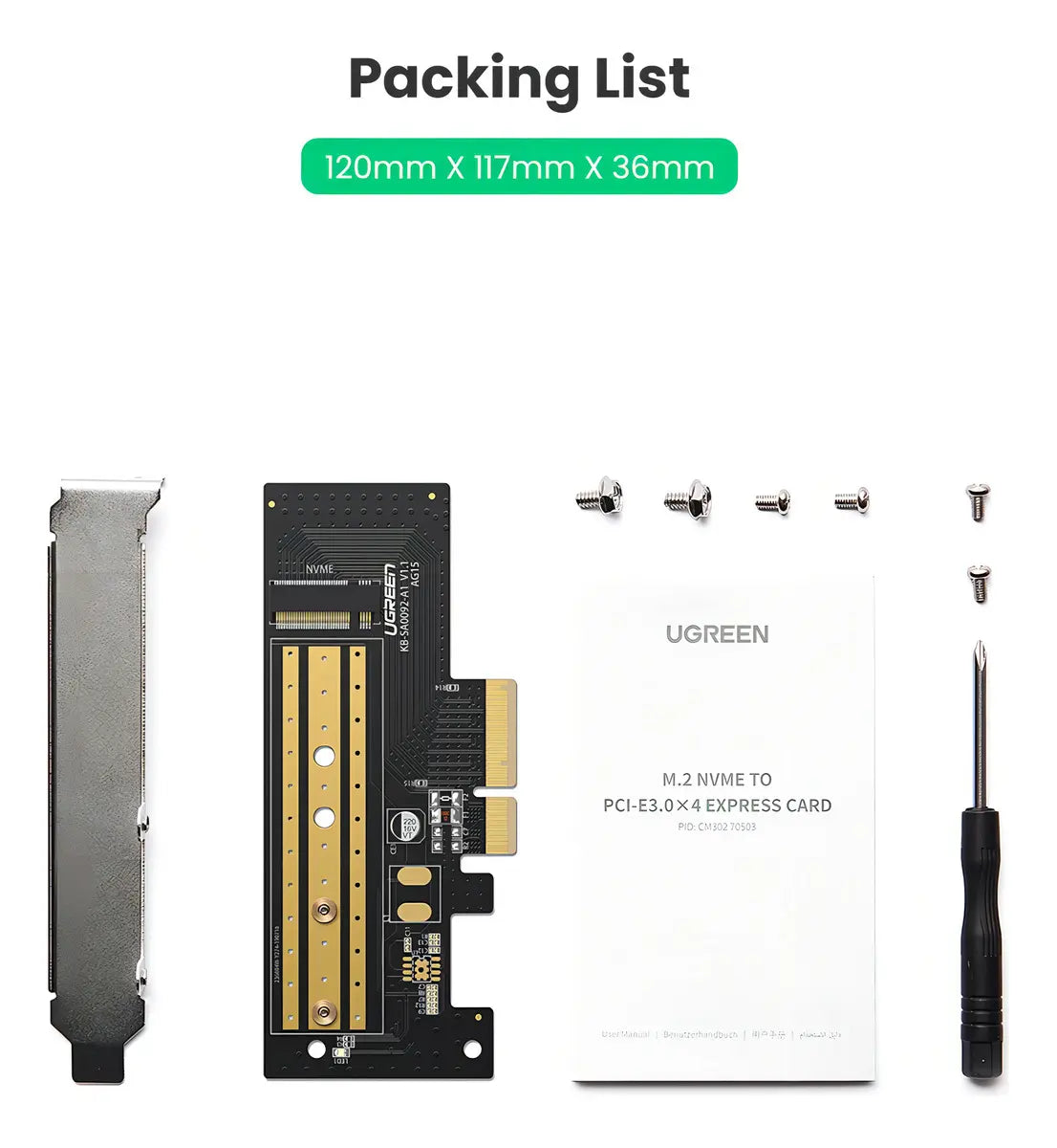 Placa Adaptador M2 Nvme A Pcie 3,0 M Key Ssd 32gb X4 Ugreen