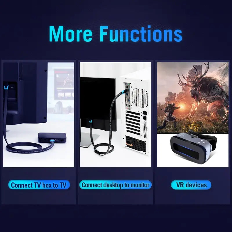Cable Plano Hdmi 2,0 4k 60hz Hdr Arc 1 M 18 Gbps Vention