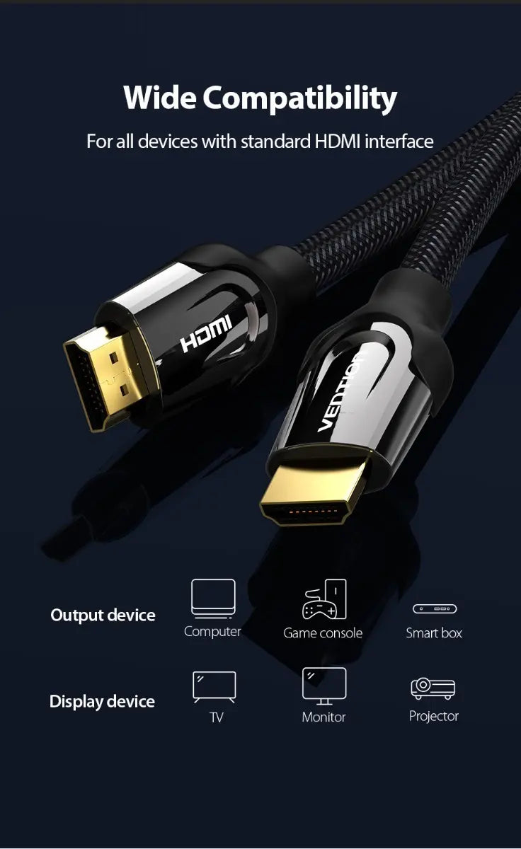 Cable Hdmi 2,0 4k 120hz Certif 1,5 M Hdr Arc 18gbps Vention