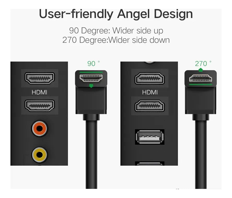 Cable Hdmi Premium De Ángulo Recto 90° 1m 4k @60hz Ugreen
