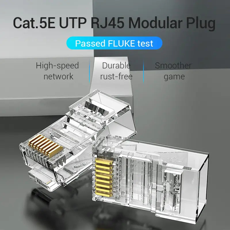 Ficha Red Plug Rj45 Cat 5e Modular Transparente X 10 Vention