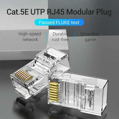 Ficha Red Plug Rj45 Cat 5e Modular Transparente X 10 Vention