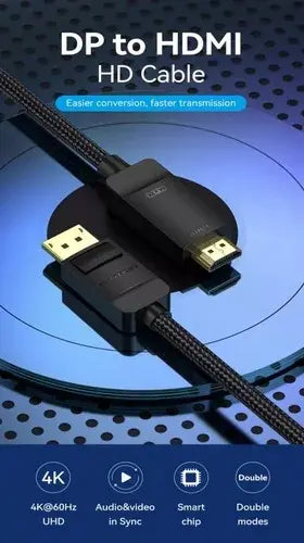 Cable Adaptador Display Port (dp) A Hdmi 2 Metros Vention