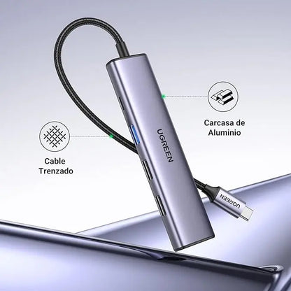 Hub Multipuerto Usb C 5 En 1 Usb 3,0 Hdmi 4k 100w Ugreen Gris Oscuro