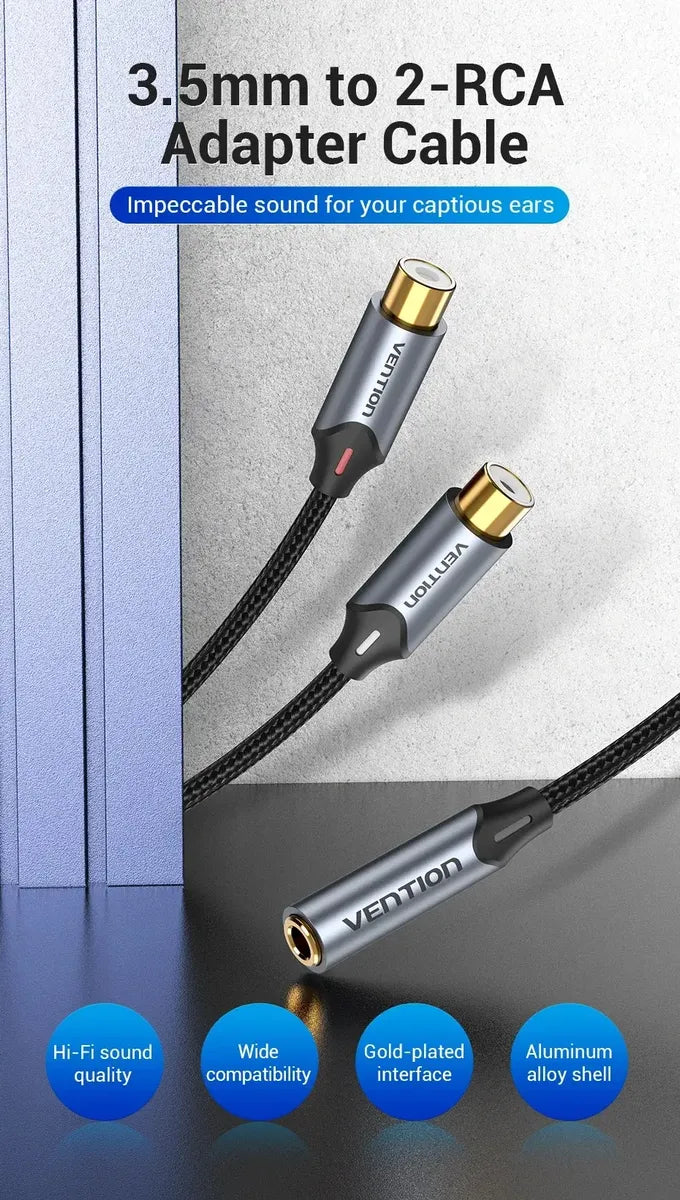 Cable Audio Jack 3,5 Miniplug Hembra A Rca Hembra Vention