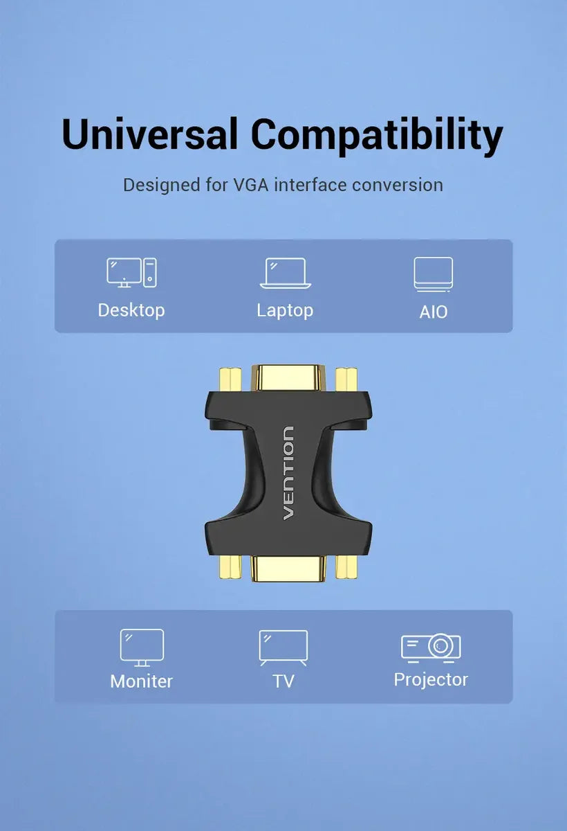 Adaptador Union Vga Extensor Hembra A Hembra Ficha Vention