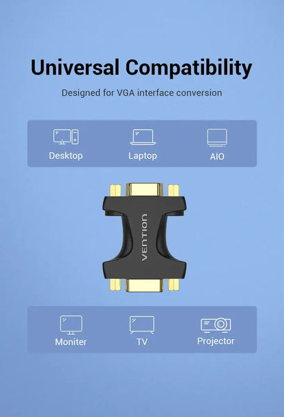 Adaptador Union Vga Extensor Hembra A Hembra Ficha Vention