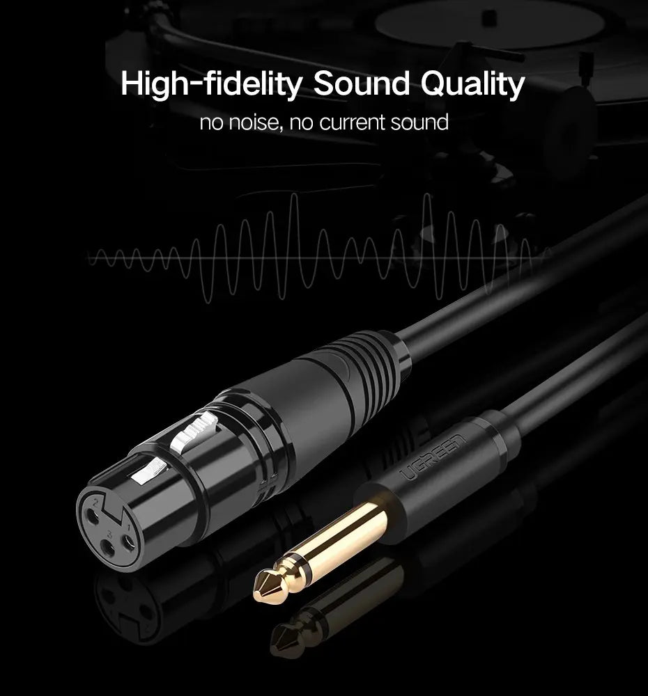 Cable Para Microfono Audio 6,5mm Cannon Xlr Hembra 2m Ugreen