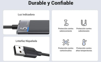 Hub Adaptador 4 Puertos Usb A 3,2 Gen1 20 Cm Trenzado Ugreen Negro
