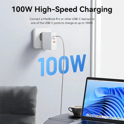 Cargador Rapido Usb C + Usb 3 Puertos Fuente 100w Vention