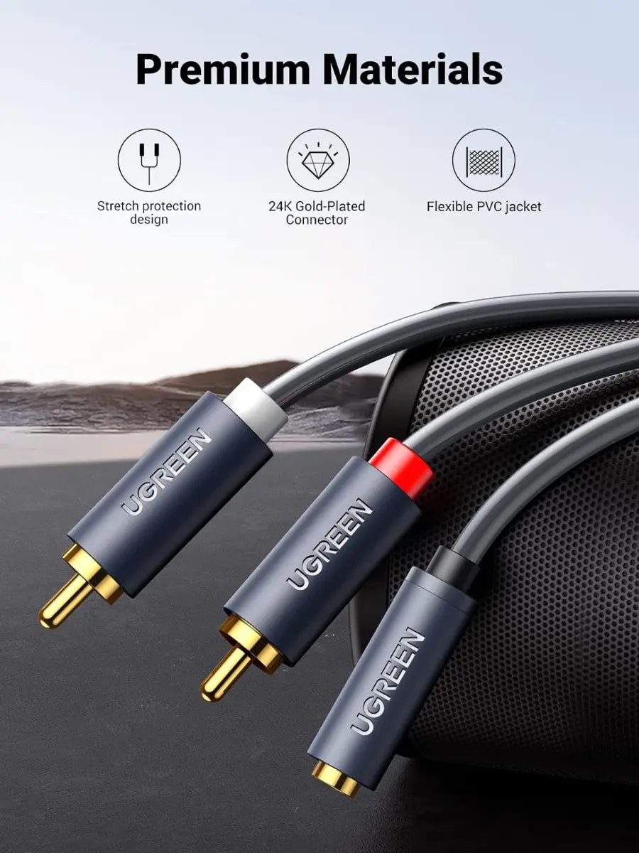 Cable Adaptador Audio Aux 3,5mm Hembra A 2rca 1m Ugreen