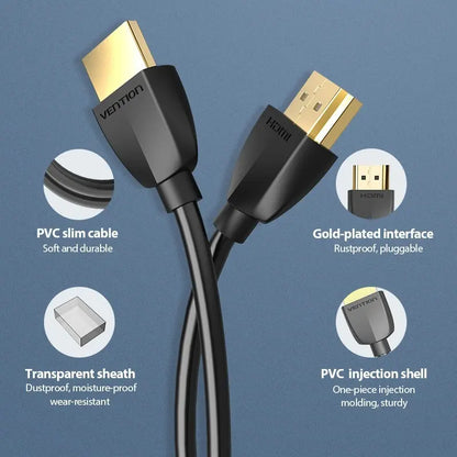 Cable Hdmi 2,0 Ultra Liviano 4k Hdr 60hz 0,5 Metros Vention