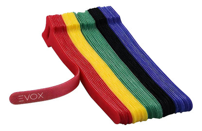 Tira Organizadora De Cables X6 Nylon Autoadhesivo 15cm Evox Negro