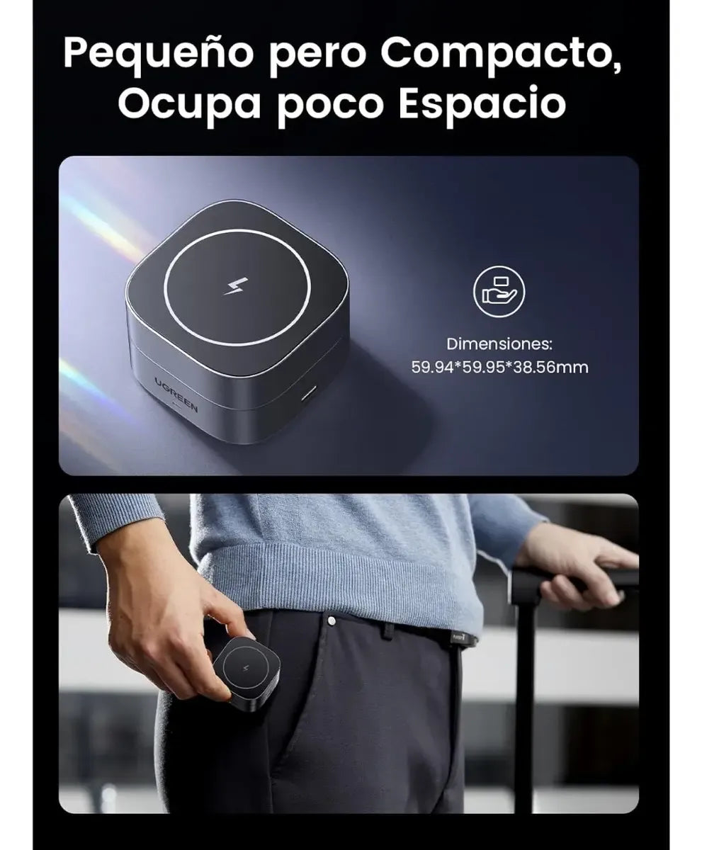 Cargador Inalámbrico Magnético 2 En 1 Plegable 25w Ugreen Gris