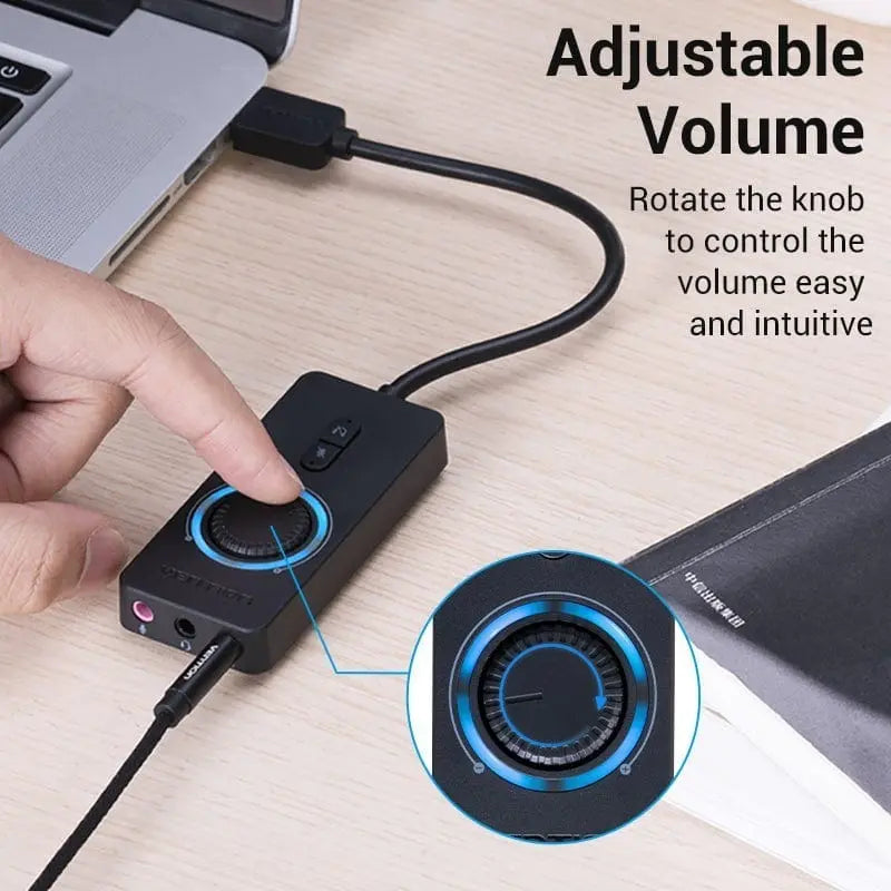 Tarjeta De Sonido Usb A Auxiliar Auricular Microfono Vention
