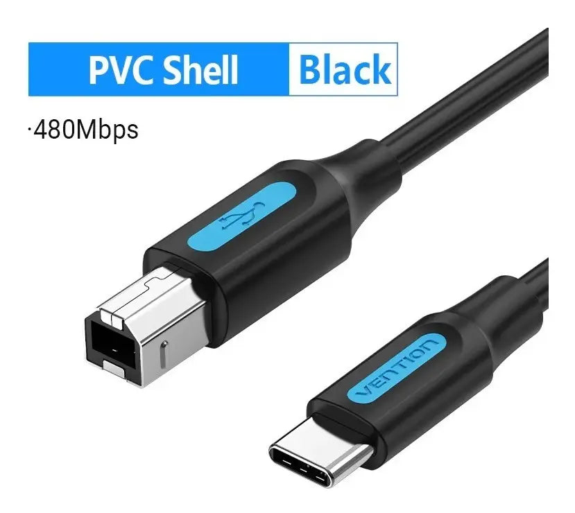 Cable Usb-c 2,0 A Usb-b Para Impresora 1,5 Metro Vention Negro