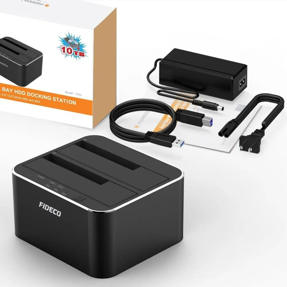 Docking Station 2 Bahias Clonador Sata Hdd Ssd 16tb Fideco