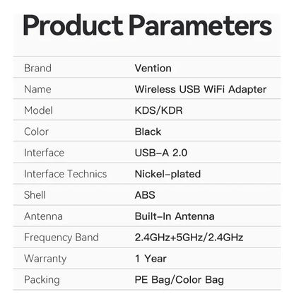 Adaptador Inalambrico Usb Wi-fi De 2,4g Negro Vention