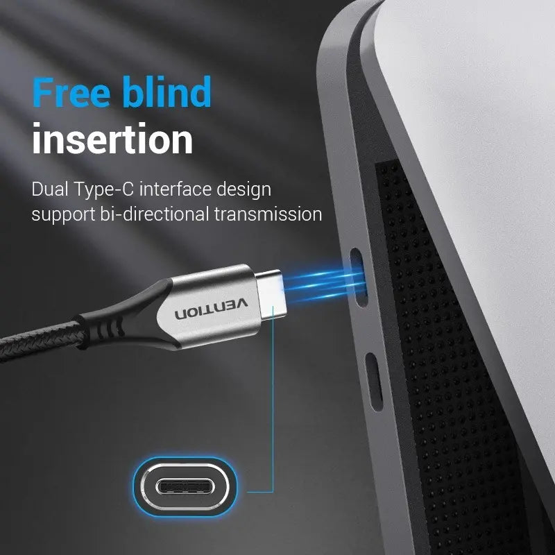 Cable Usb-c A Usb-c 3,1 Carga Rapida Y Datos 0,5m Vention Negro