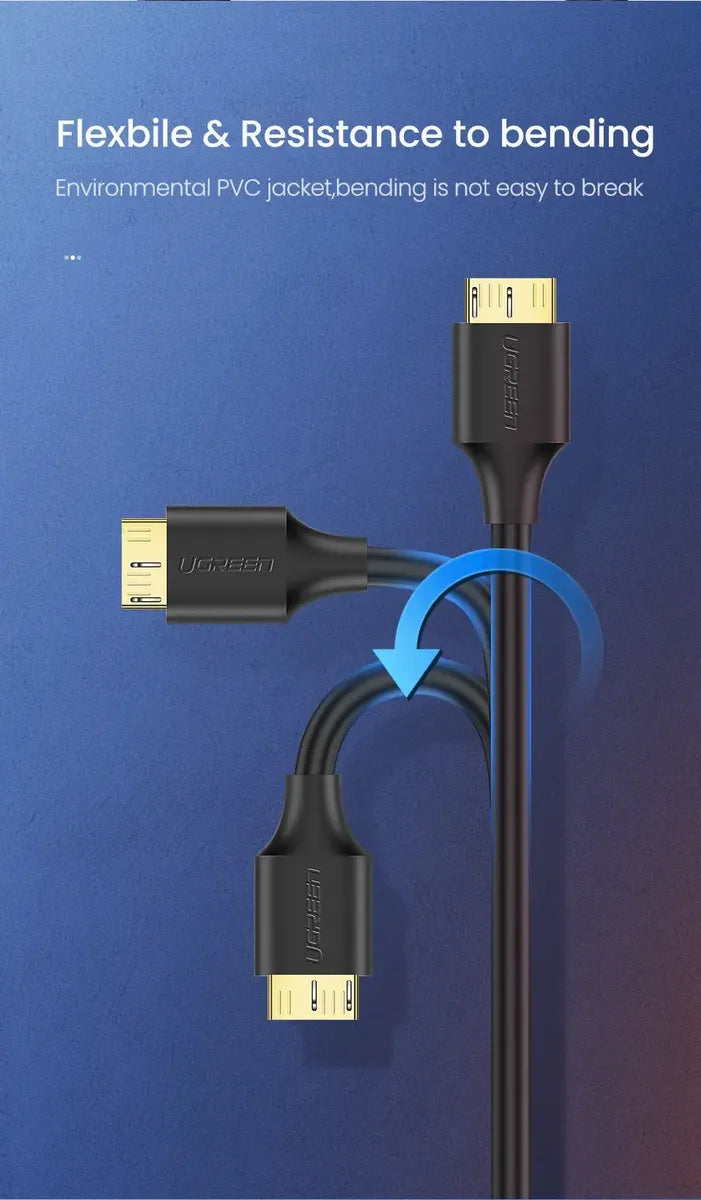 Cable Para Discos Rigido Usb 3,0 A Micro B 0,5m 5gbps Ugreen Negro