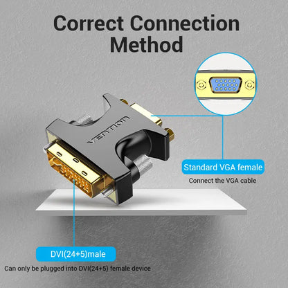 Adaptador Union Dvi Macho A Vga Hembra Extensor Hd Vention