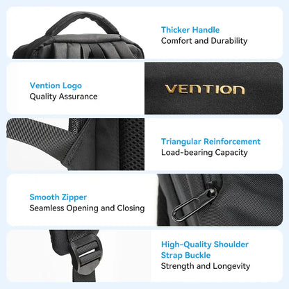 Mochila Para Notebook 15,6 Ejecutiva Resistente Agua Vention - Negro - Liso