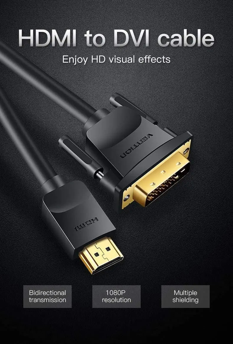 Cable Adaptador Premium Hdmi A Dvi (24+1) 2 Metros - Vention