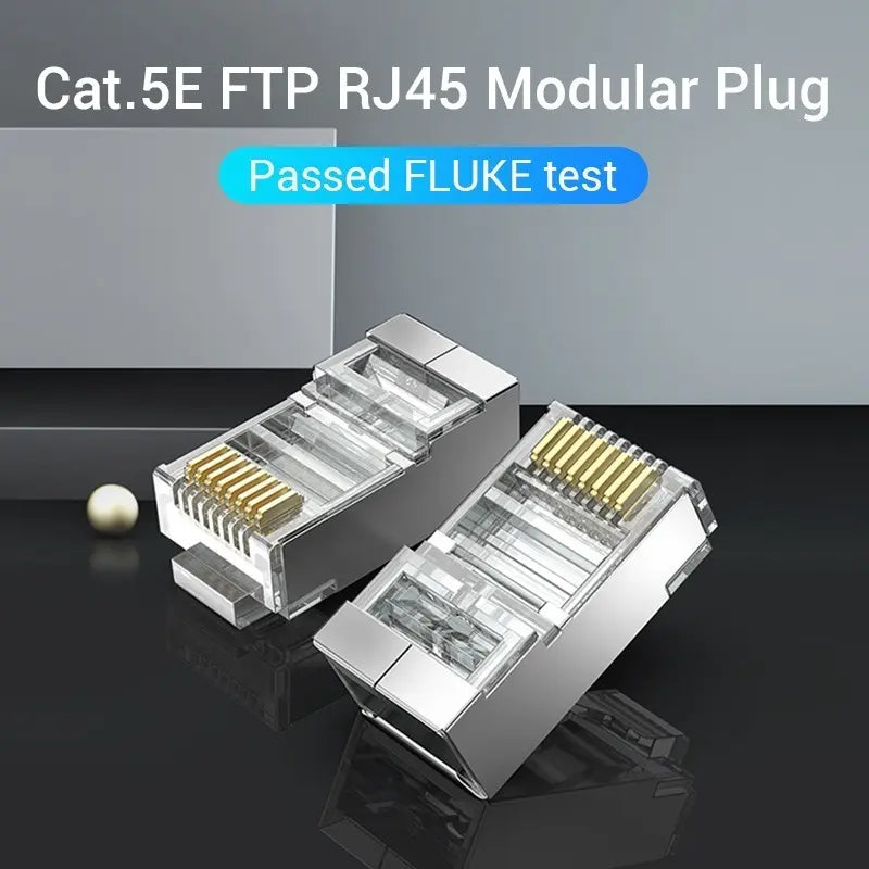 Ficha Red Plug Rj45 Cat5e Modular Blindada Metal X10 Vention