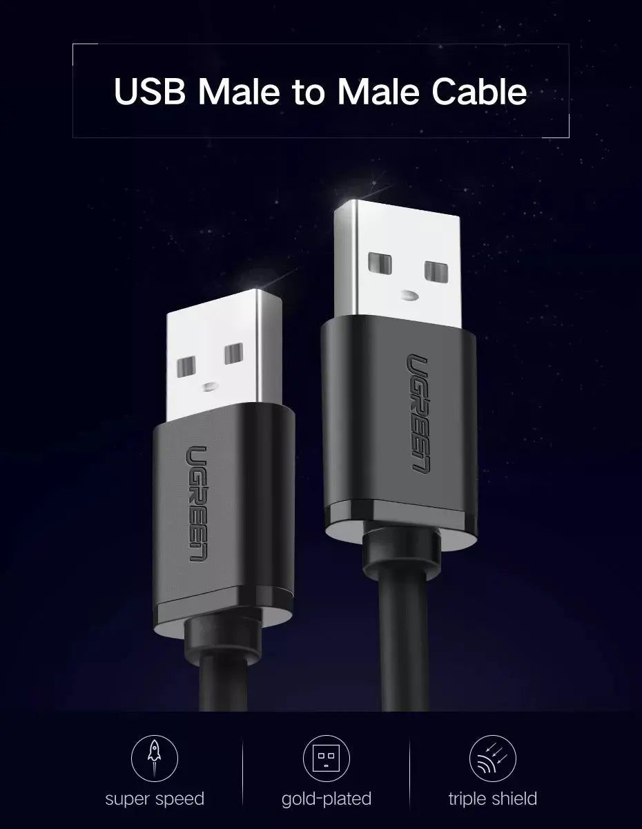 Cable Usb Permium Macho A Macho 25cm Carga Y Dato Ugreen Negro