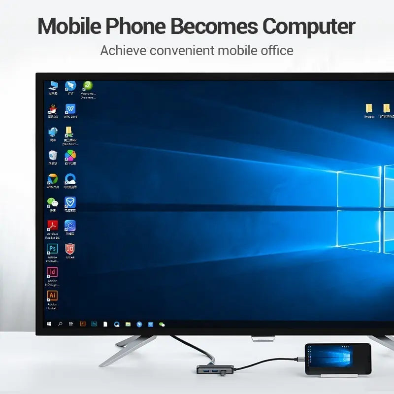 Hub Adaptador Multipuerto 6 En 1 Usb C Hdmi Usb 3,0 Vention