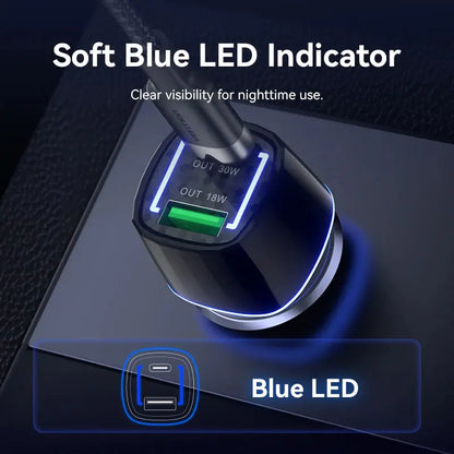 Cargador De Auto Para Celular Usb A + Tipo C - 48w - Vention Negro