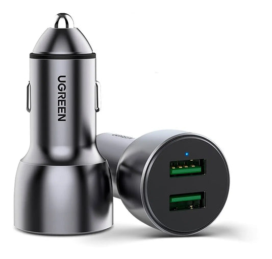 Cargador Auto Doble Puerto Usb Carga Rapida 3,0 36w Ugreen Azul