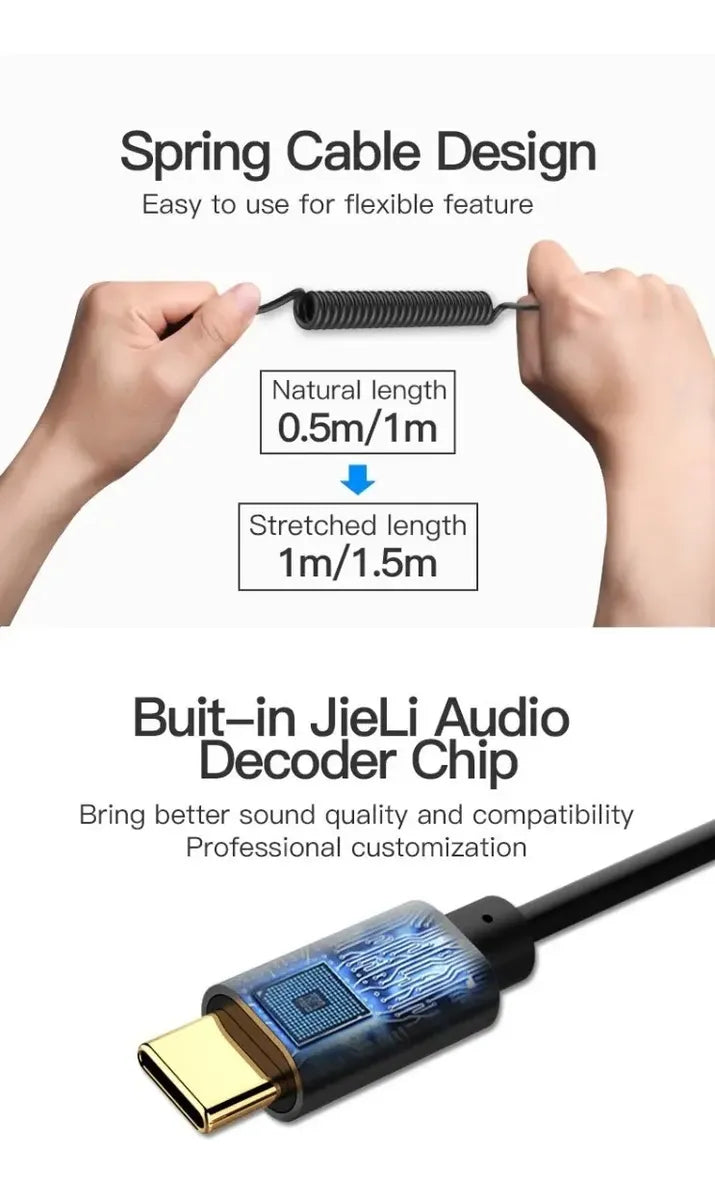 Cable Adaptador Auxiliar Jack 3,5 Plug A Usb Tipo C Vention