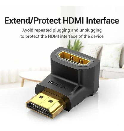 Adaptador Hdmi Macho A Hdmi Hembra Codo 90° Grados Vention