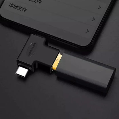 Doble Adaptador Usb 3,0 A Usb Tipo C Y Micro Usb Vention Negro