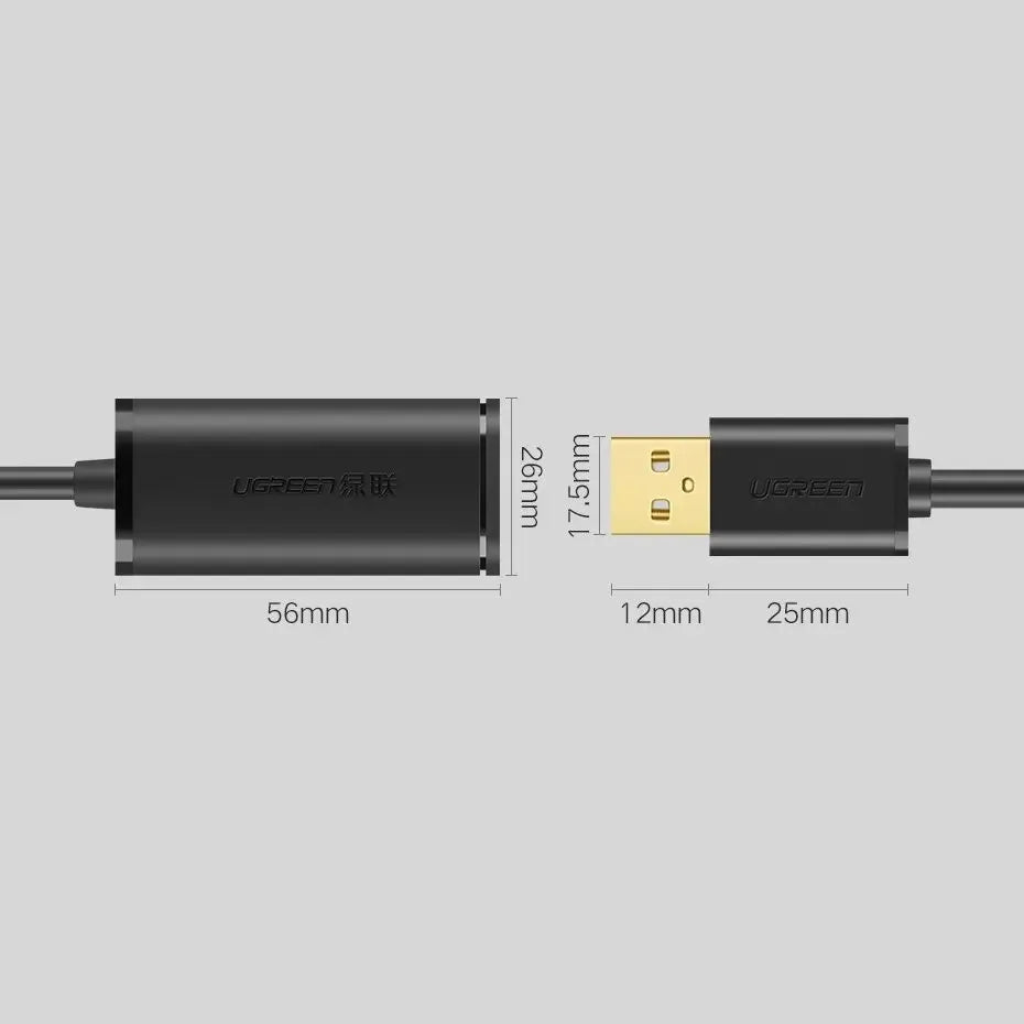 Cable Extensión Usb Hembra 2,0 Amplificador Señal 10m Ugreen Negro