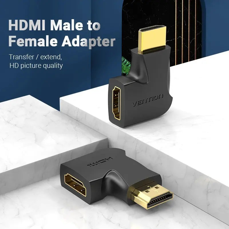 Adaptador X2 Hdmi Macho A Hembra Codo 90° Vertical Vention