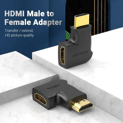 Adaptador X2 Hdmi Macho A Hembra Codo 90° Vertical Vention