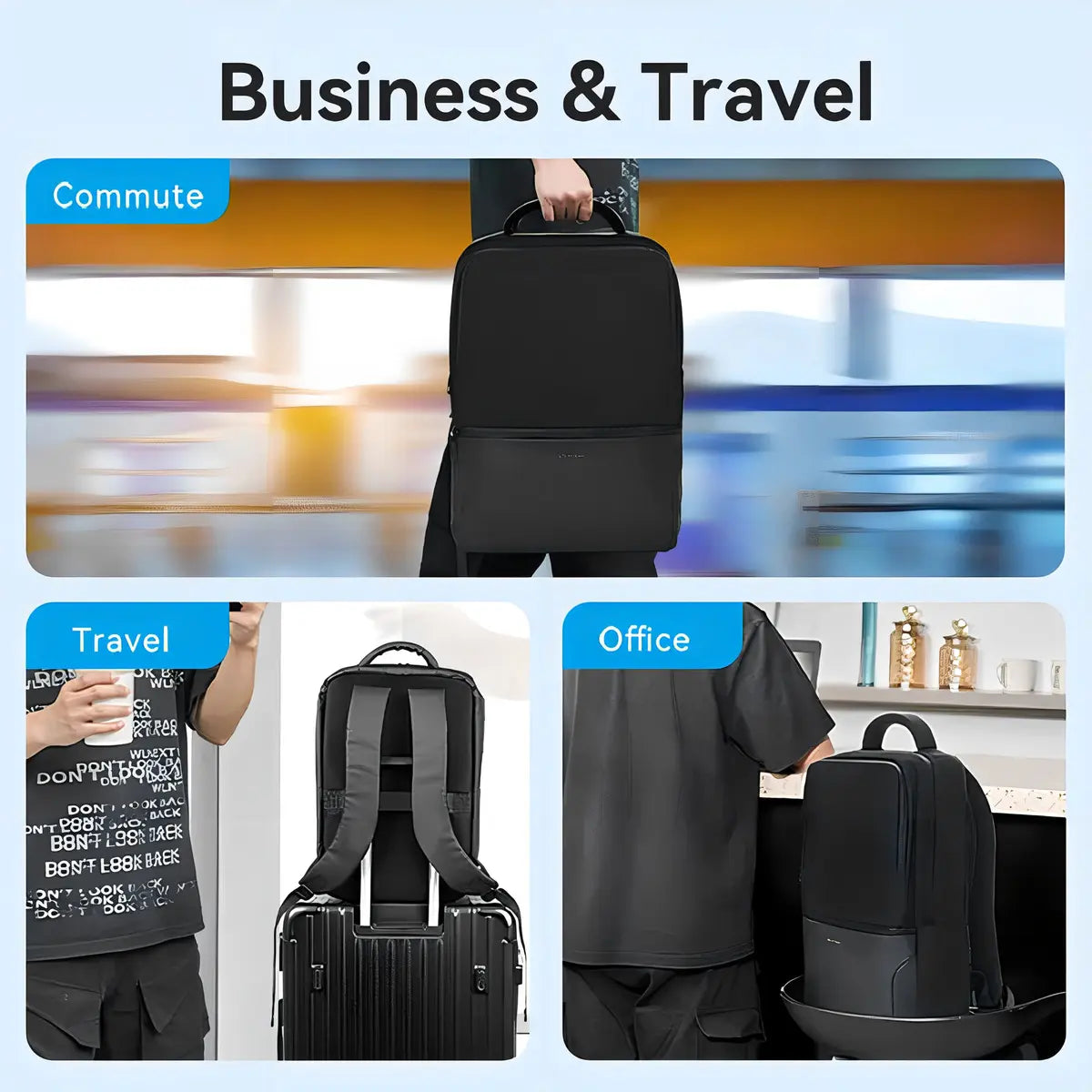 Mochila Porta Notebook Y Laptop 15,6 Ipx4 18 Litros Vention Negro Liso