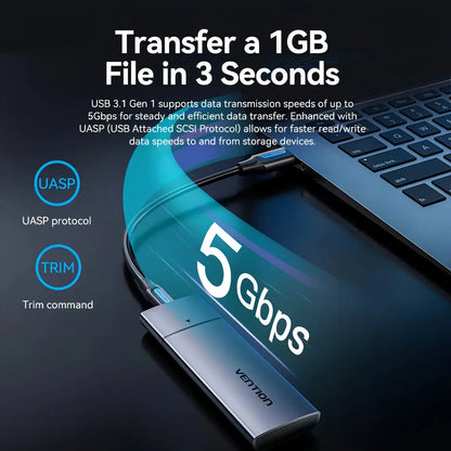 Carry Disk Ssd M2 Ngff Usb-c 3,1 Gen 2 Aluminio Gris Vention