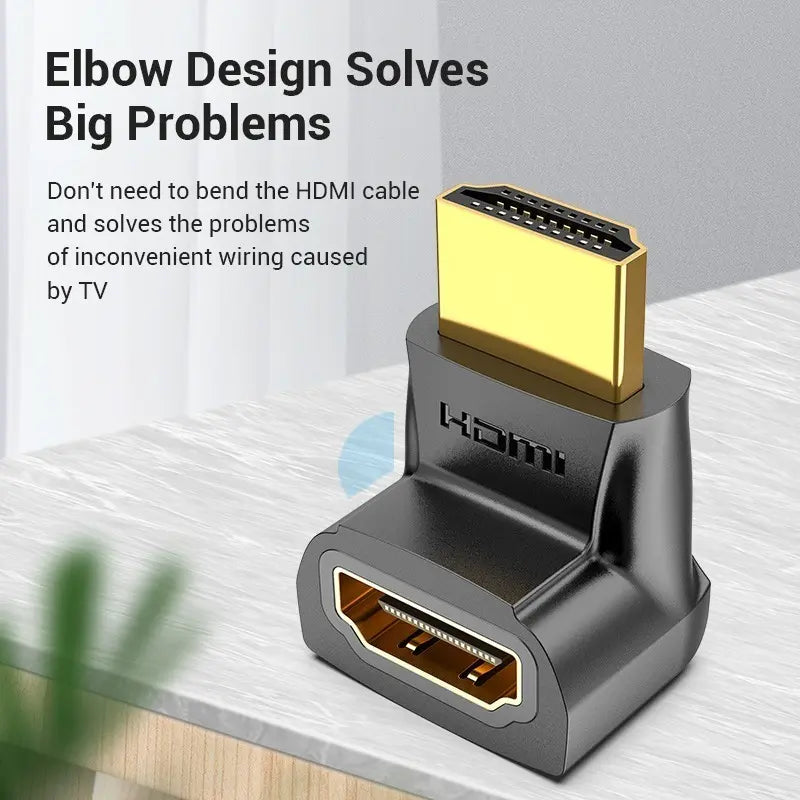 Adaptador Hdmi Macho A Hdmi Hembra Codo 270° 4k Hd Vention