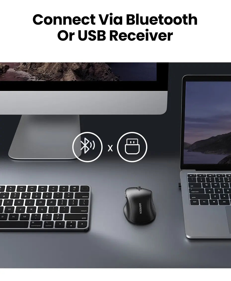 Mouse Inalambrico Bluetooth5,0 Ergonomic Usb 4000dpi Ugreen