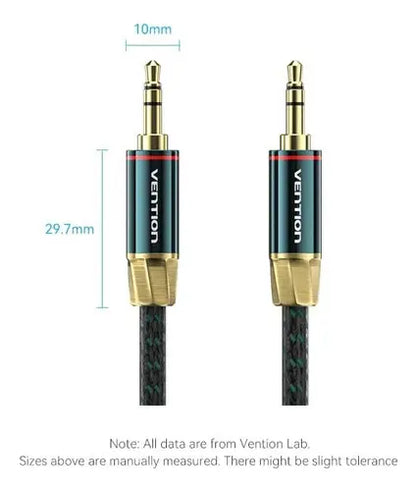 Cable Audio Auxiliar 5 M Trenzado 3,5 Mini Plug Jack Vention