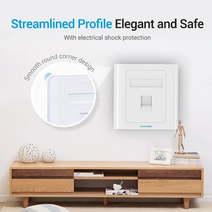 Faceplate Premium Frente 1 Puerto Tapa Bastidor Rj45 Vention Blanco