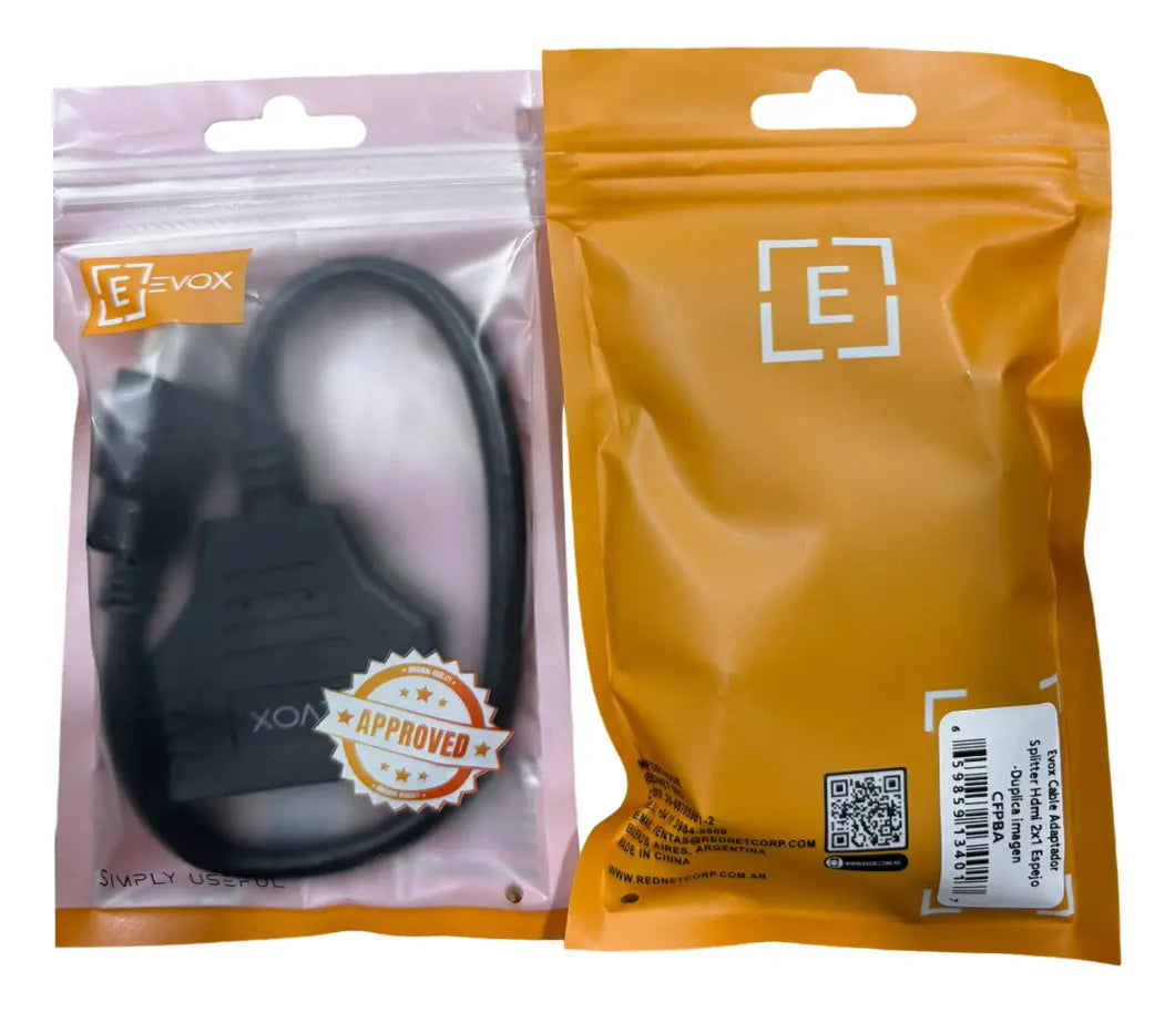 Splitter Hdmi 1x2 Cable Adaptador Evox 0,30cm 1080p Negro