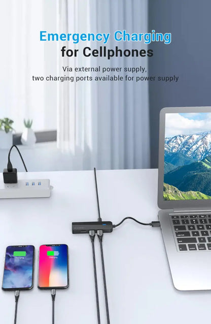 Hub Multipuerto 4 En 1 - Usb A Usb 2,0 Micro-b Rj45 Vention Negro