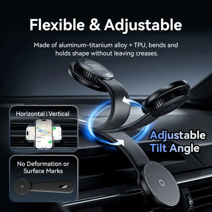 Soporte Cargador Auto Porta Celular 2 En 1 Magnetico Vention Negro