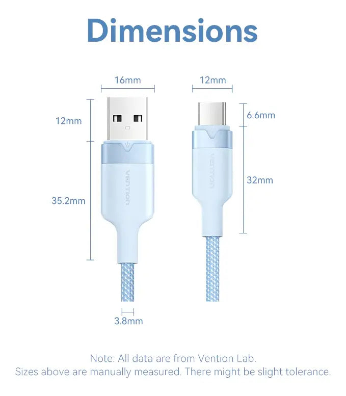 Cable Usb 2,0 A Usb C 3a 60w 480mbps 1 Metro Vention Negro