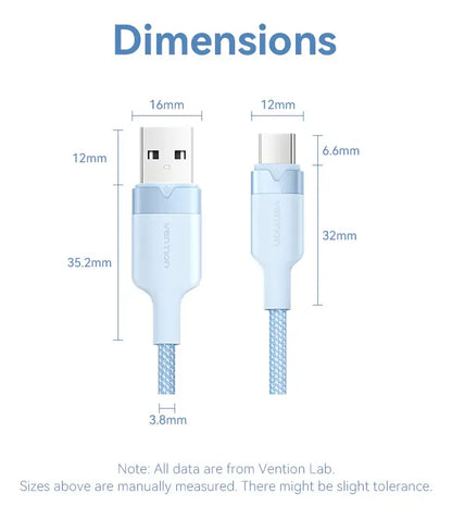 Cable Usb 2,0 A Usb C 3a 60w 480mbps 1 Metro Vention Negro