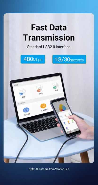 Cable Usb C 90° L Trenzado Carga Rapida Y Datos 1,5m Vention Negro